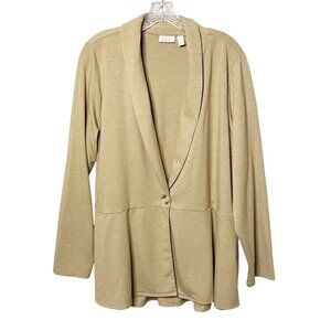 LOGO Lounge By Lorie Goldstein Tan Cardigan Women’s Sz XL Single Button Closure